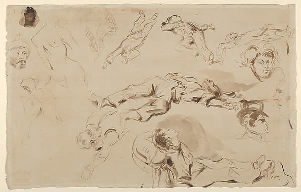 Figure Studies related to "Liberty Leading the People" — Eugène Delacroix